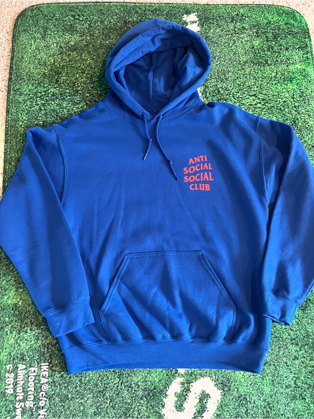 Anti Social Social Club Blue Crewneck Hoodie with Orange Logo Size M